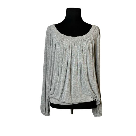 Free People gray pleated long sleeves t shirt blouse size XS - Picture 1 of 12